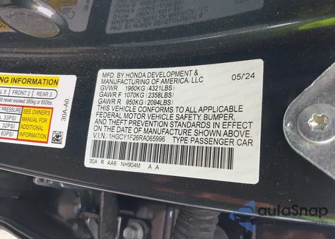 2024 Honda Accord Lx из США, поврежденный, VIN 1HGCY1F26RA065996